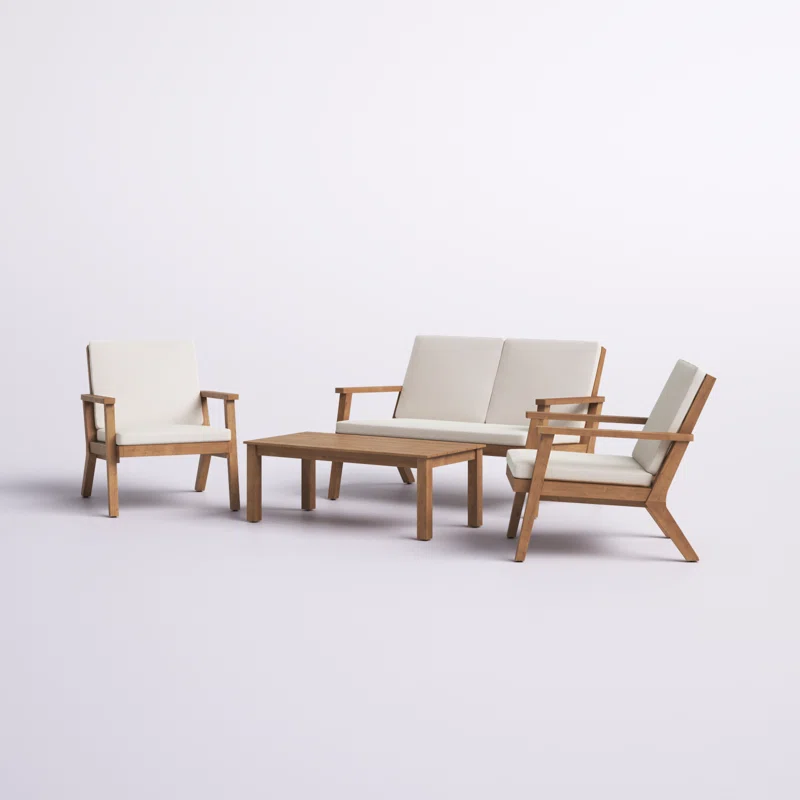 Walker Edison | Ensemble de conversation 4 places en bois d'acacia pour l'extérieur avec table basse