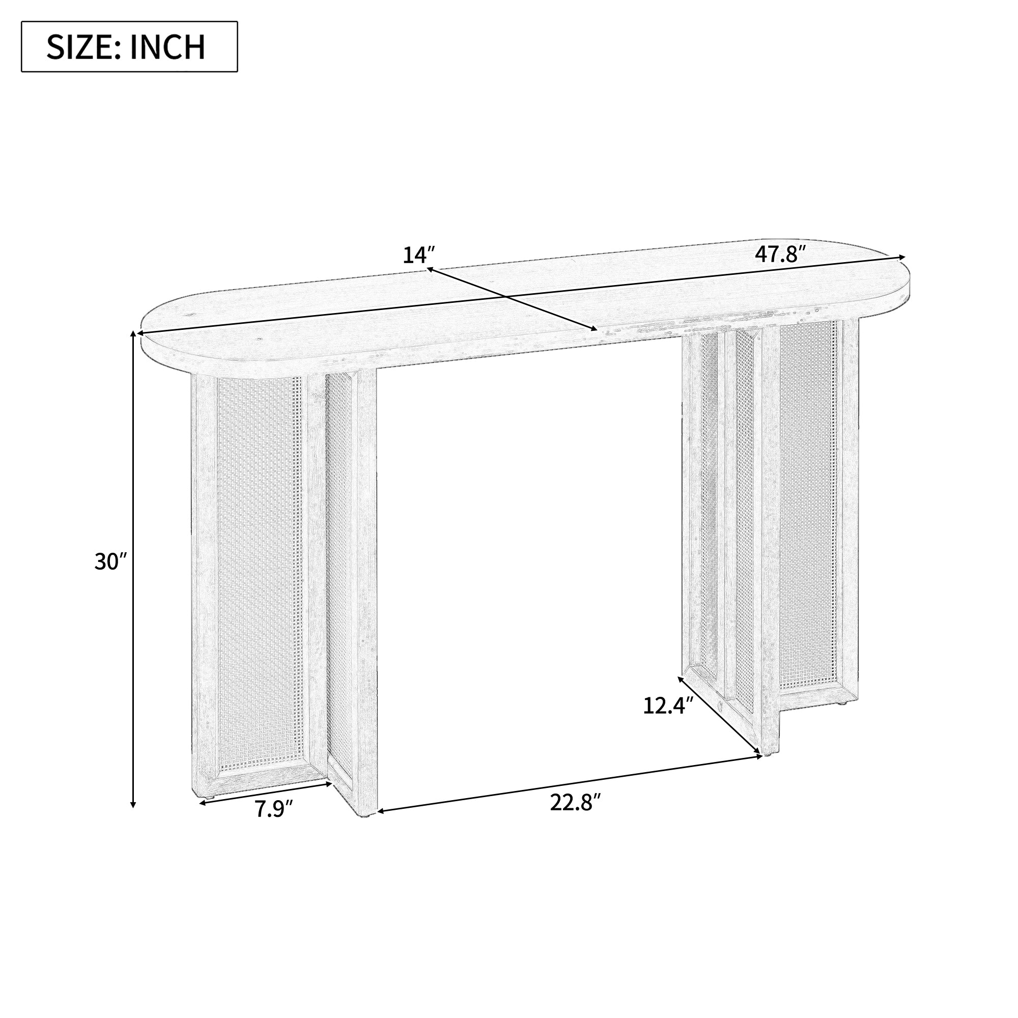 Table console d'entrée en rotin style ferme Walker Edison | Table console d'entrée 