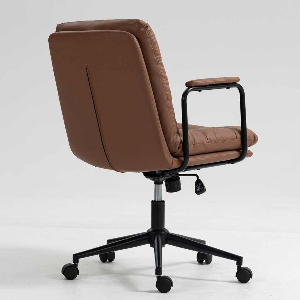 Walker Edison | Chaise de bureau pivotante ergonomique en similicuir marron 