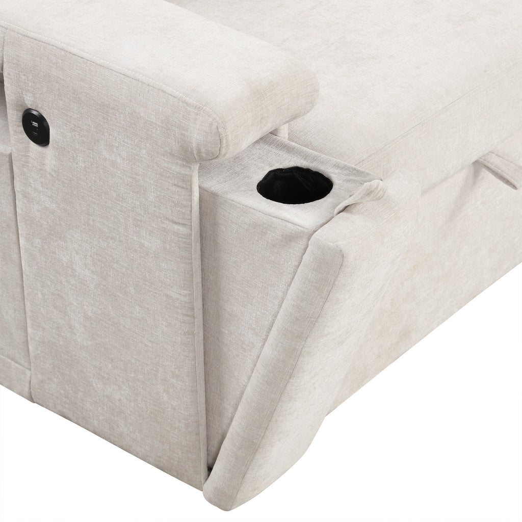 Walker Edison | Canapé d'angle modulaire en forme de L avec rangement et ports USB 