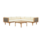 Walker Edison | Canapé d'angle en bois d'acacia avec table basse