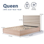 Tête de lit rembourrée en tissu bouclé, cadre de lit en bois pour lit queen size