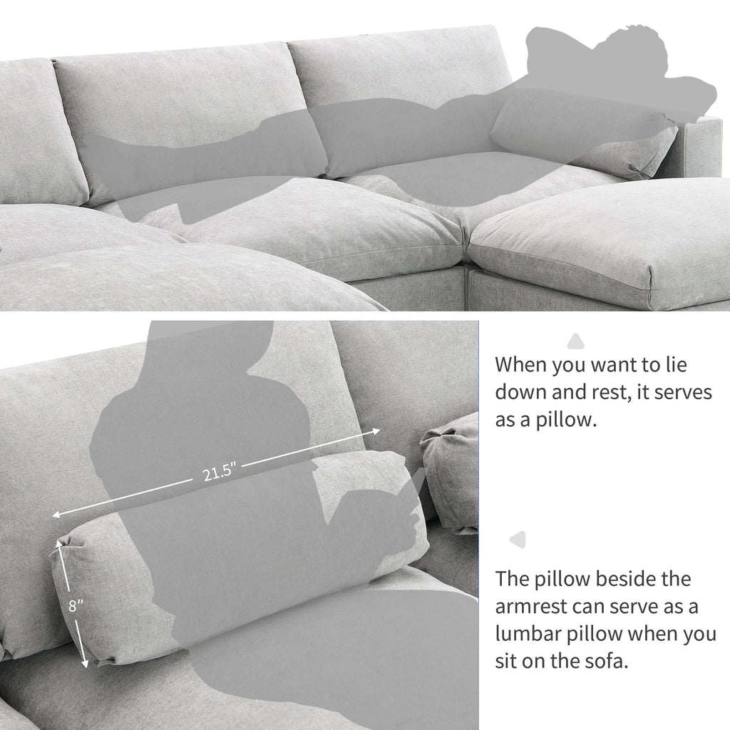 Walker Edison | Canapé d'angle modulaire moderne en chenille nuage avec rangement