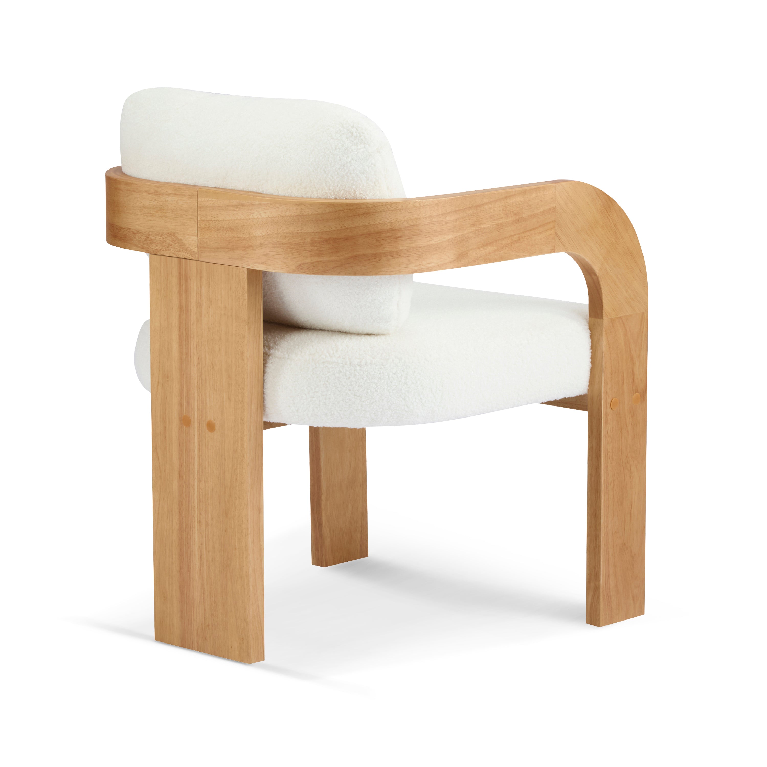 Lot de 2 chaises de salle à manger blanches bouclées avec dossier coussin et structure en bois massif
