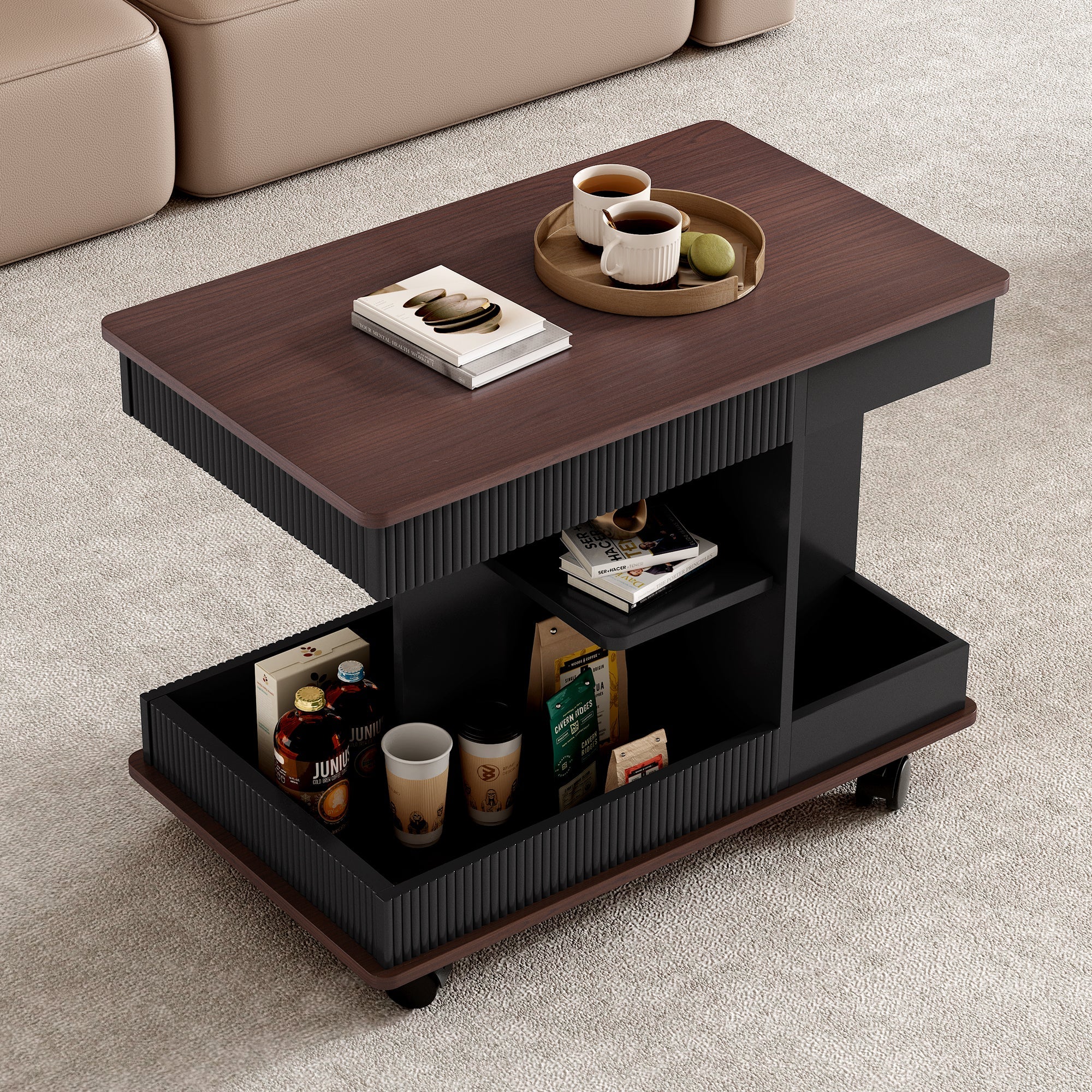 Walker Edison | Table d'appoint multifonctionnelle moderne et réglable avec plateau relevable