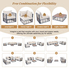 Walker Edison | Ensemble de canapé d'angle 7 pièces en métal, style minimaliste moderne, pour terrasse extérieure