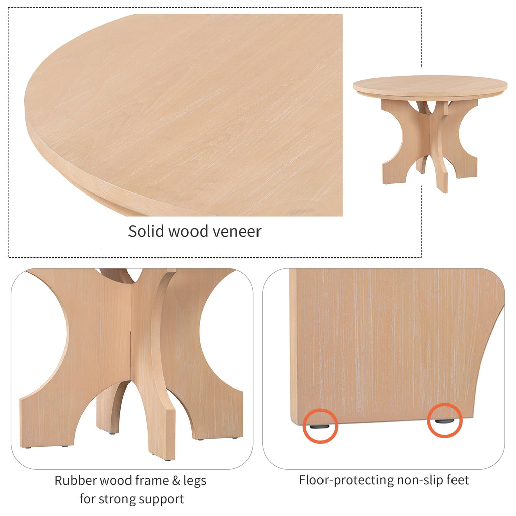 Walker Edison | Charmant ensemble de salle à manger rustique rond 5 pièces avec chaises et banc incurvé 