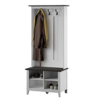Porte-manteau d'entrée bicolore style ferme avec banc de rangement