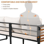 Ensemble de canapés d'extérieur 4 pièces avec structure en métal et bois