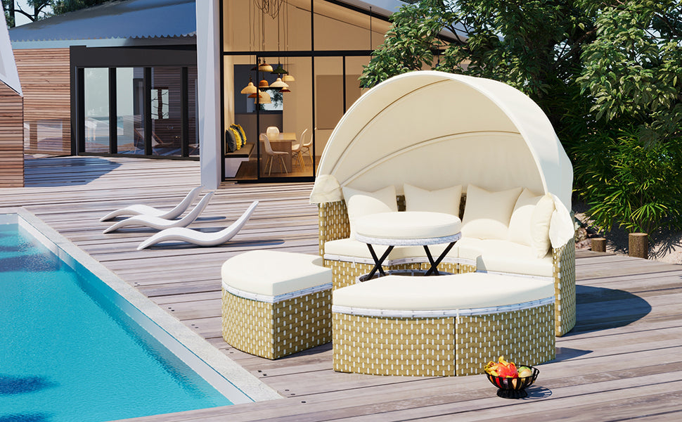 Walker Edison | Ensemble de canapés de jardin modulaires ronds pour bain de soleil