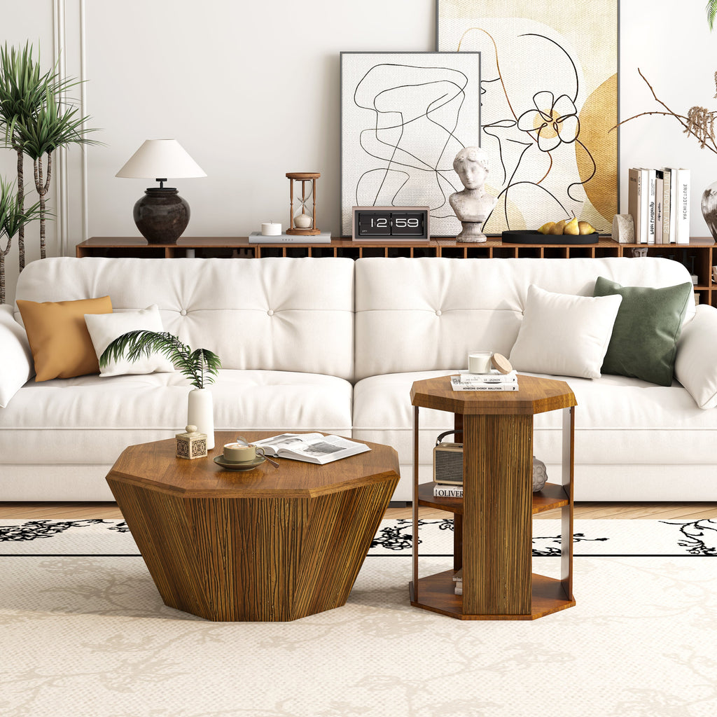 Ensemble de deux tables basses octogonales 