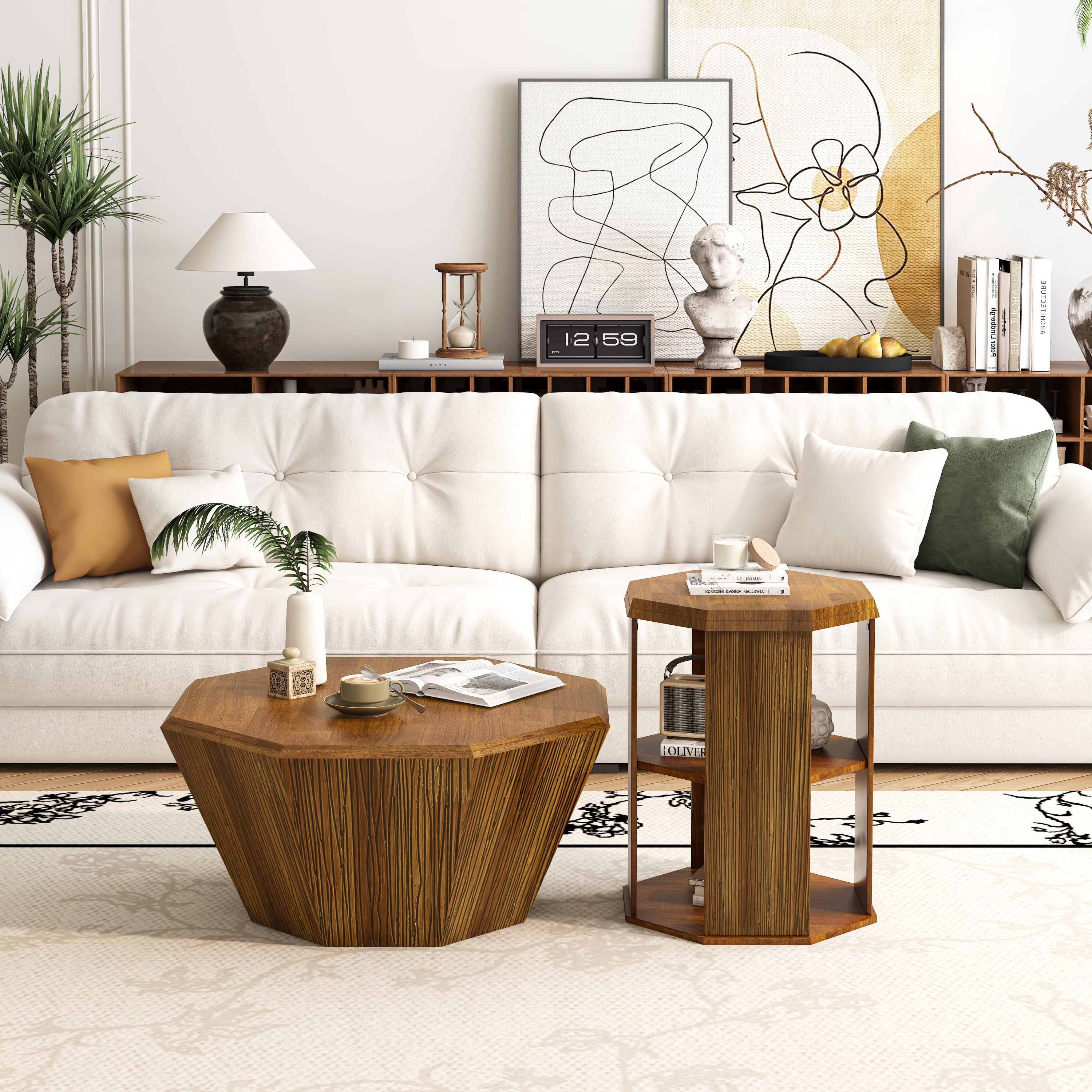 Ensemble de deux tables basses octogonales 