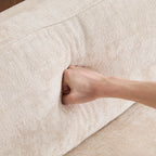 Canapé bouclé style années 50 avec piètement en bois massif 