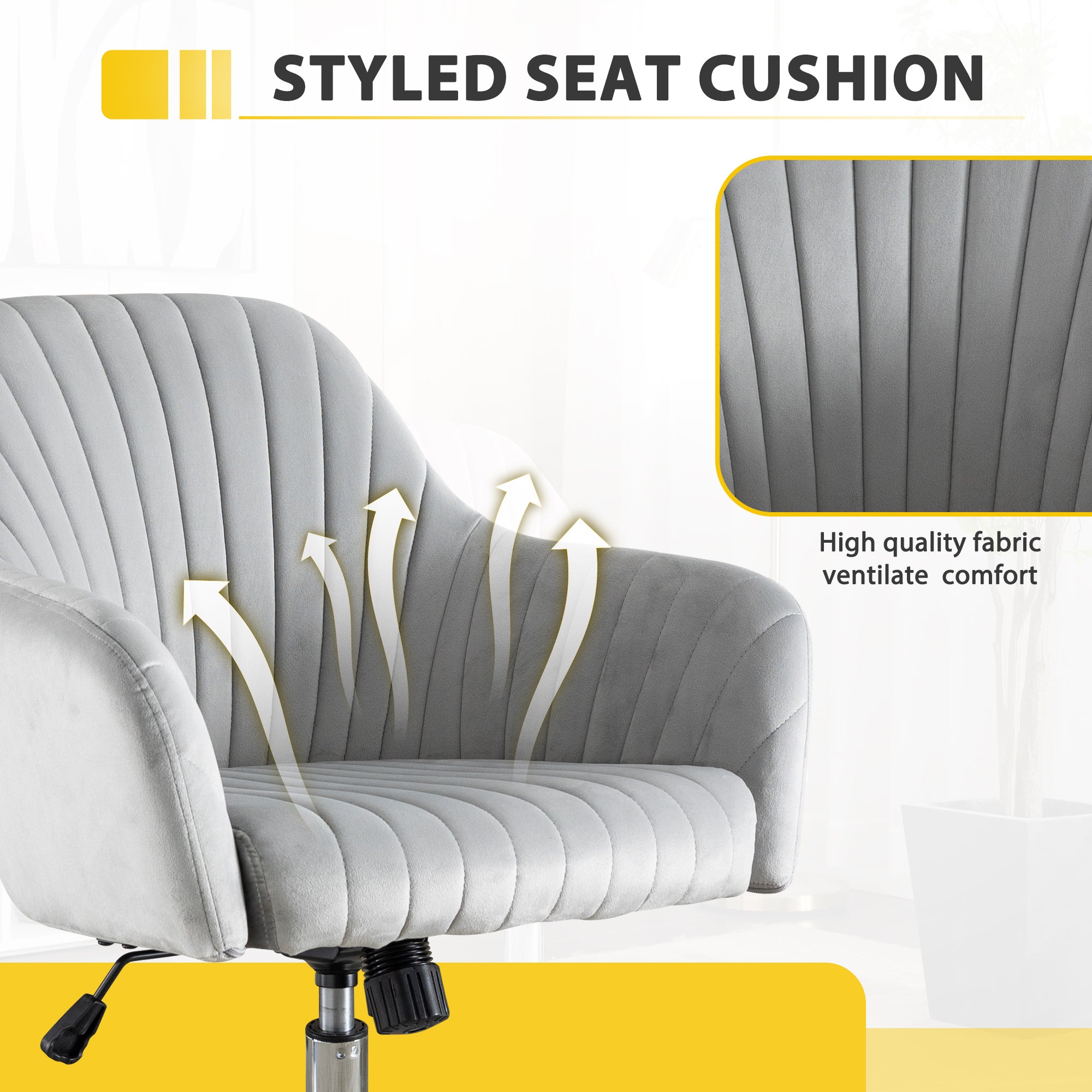 Walker Edison | Chaise de bureau moderne en velours pour la maison