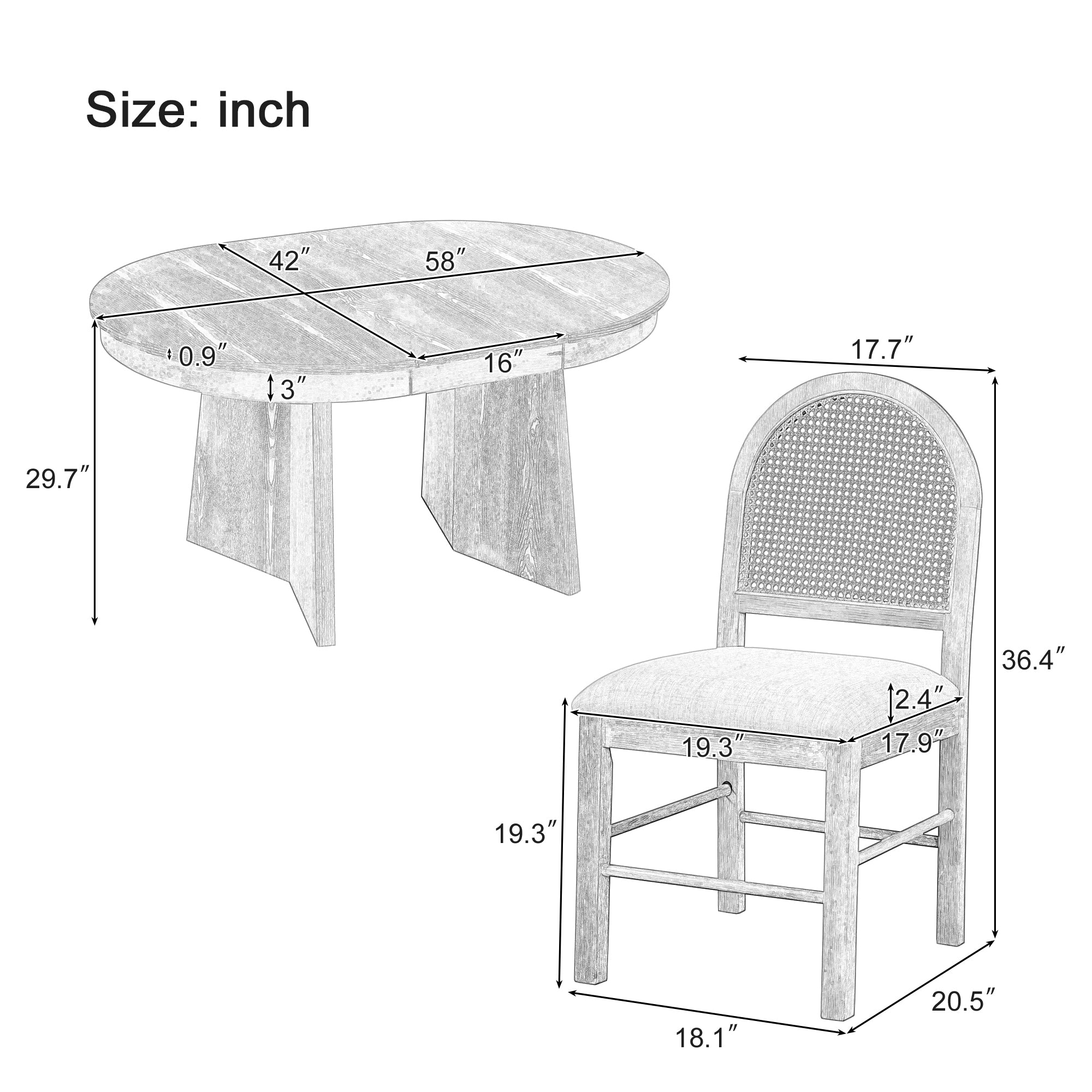 Walker Edison | Ensemble table et chaises de salle à manger rondes extensibles 5 pièces pour 4 personnes