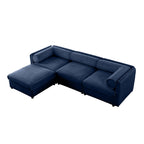 Walker Edison | Élégant canapé d'angle 3 places en chenille bleue avec rangement et pouf