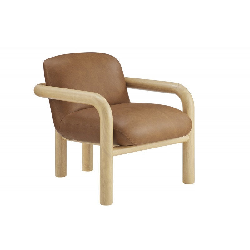 Fauteuil d'appoint moderne en similicuir avec structure en bois courbée et revêtement en bois courbé