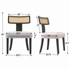 Ensemble de 2 chaises de salle à manger modernes du milieu du siècle en bois et rotin 