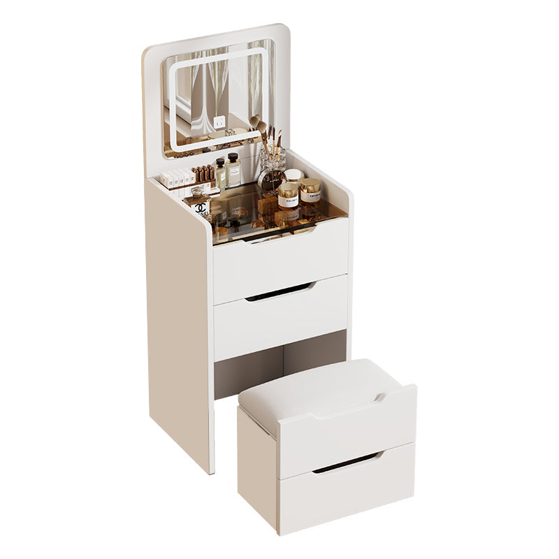 Walker Edison | Ensemble coiffeuse 3 en 1 blanc avec miroir rabattable et rangement