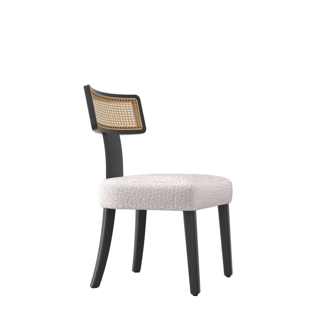 Ensemble de 2 chaises de salle à manger modernes du milieu du siècle en bois et rotin 