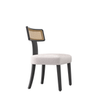 Ensemble de 2 chaises de salle à manger modernes du milieu du siècle en bois et rotin 