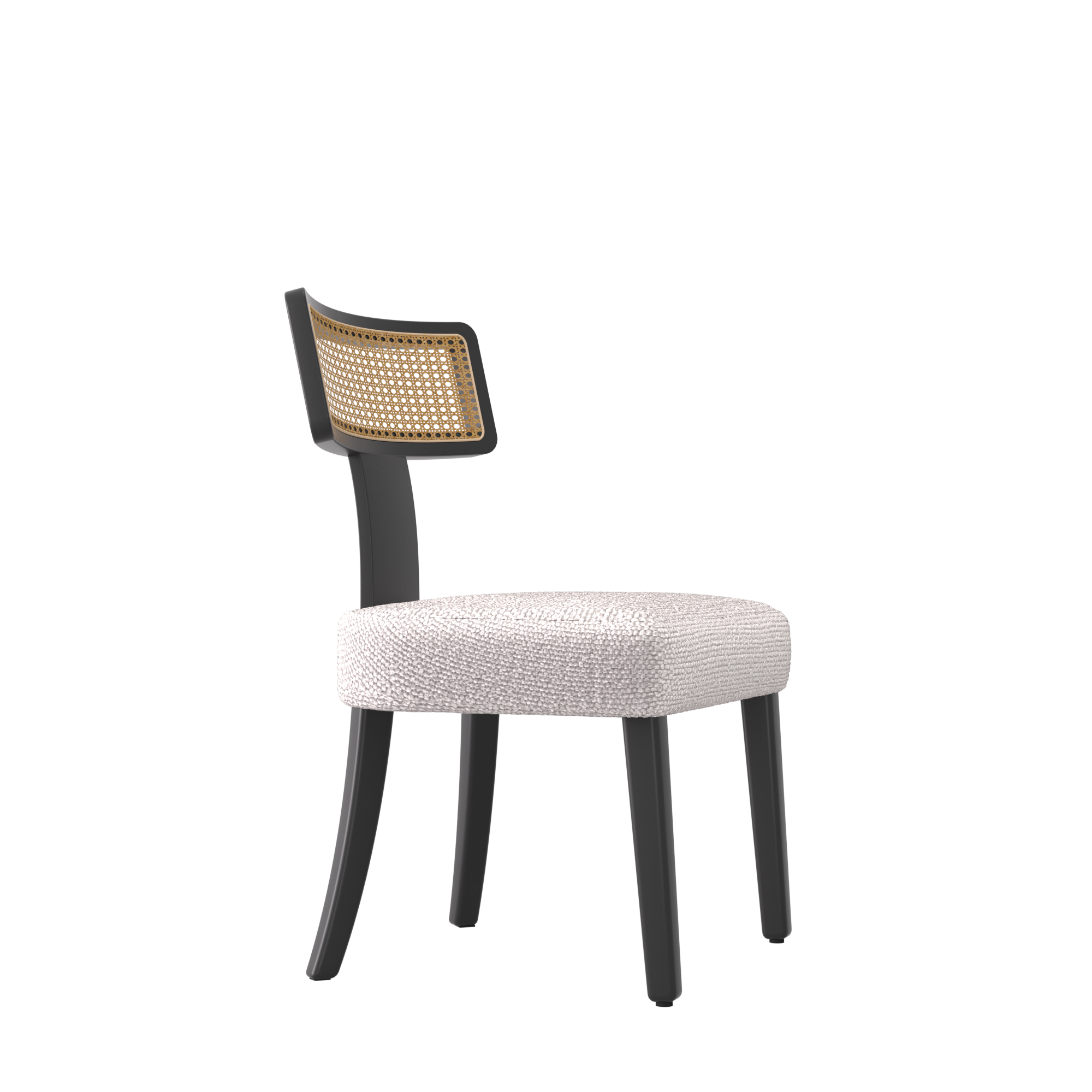 Ensemble de 2 chaises de salle à manger modernes du milieu du siècle en bois et rotin 