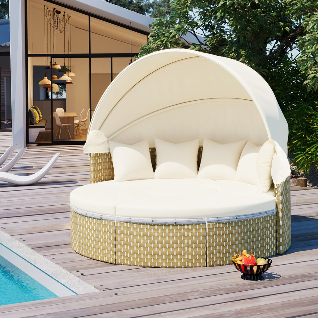 Walker Edison | Ensemble de canapés de jardin modulaires ronds pour bain de soleil