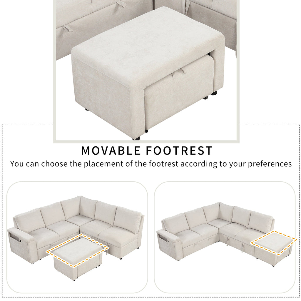 Walker Edison | Canapé d'angle modulaire en forme de L avec rangement et ports USB 