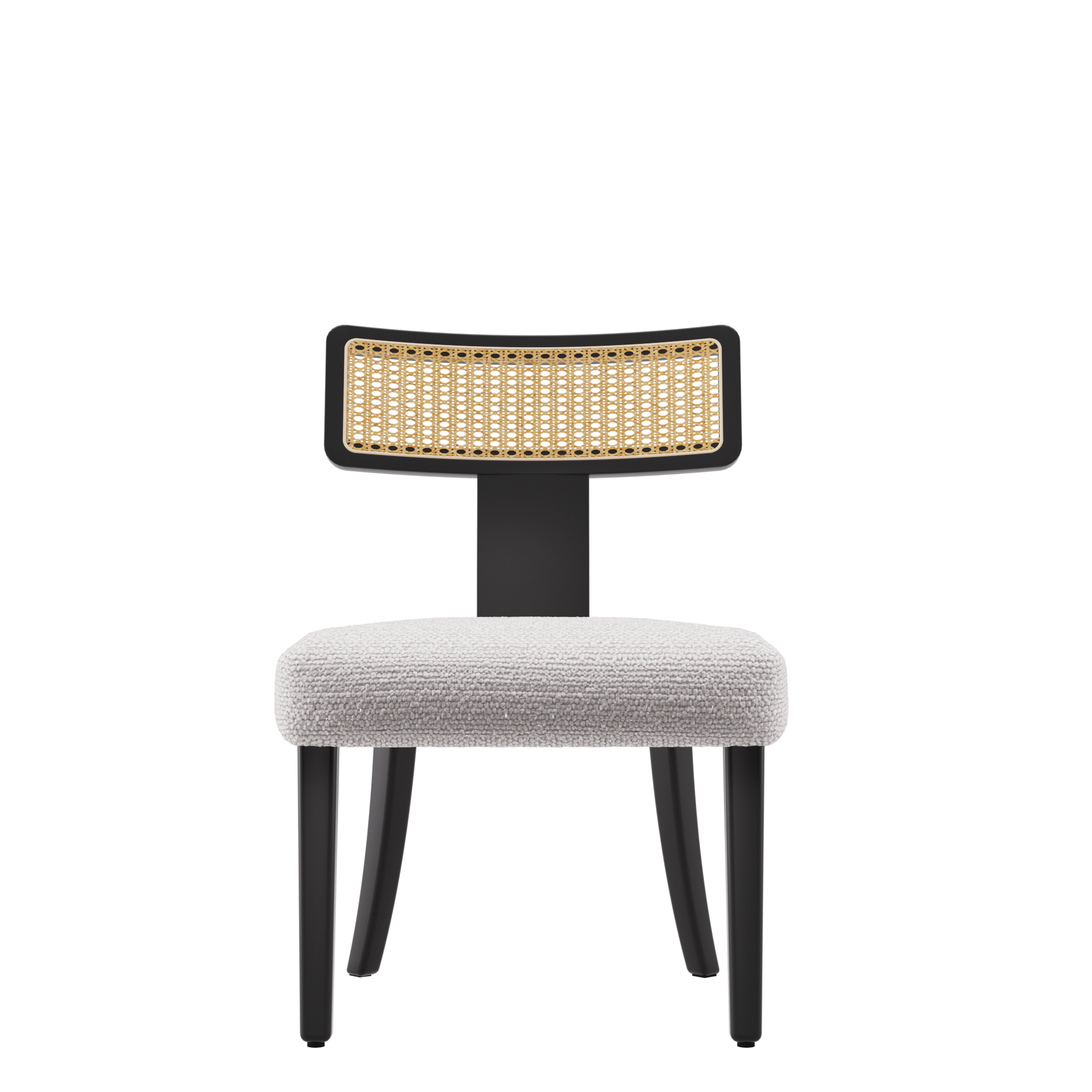 Ensemble de 2 chaises de salle à manger modernes du milieu du siècle en bois et rotin 