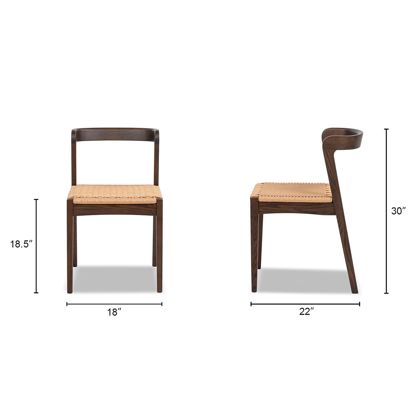 Chaise de salle à manger Capri en chêne avec assise tissée 