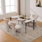 Ensemble de 4 chaises de salle à manger modernes et larges en chenille rembourrée, au design incurvé 