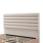 Tête de lit rembourrée en tissu bouclé, cadre de lit en bois pour lit queen size