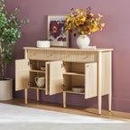 Buffet/meuble TV moderne Samantha en bois cannelé, montage facile, 58 pouces.