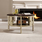 Table basse ronde de style traditionnel de 77 cm avec porte coulissante de rangement