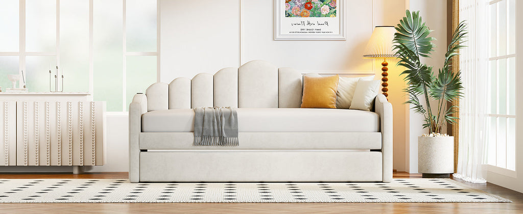 Walker Edison | Canapé-lit simple en velours avec lit gigogne et ports de chargement USB 