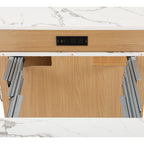 Îlot de cuisine de 181 cm avec table à manger extensible, nombreux rangements et prise électrique