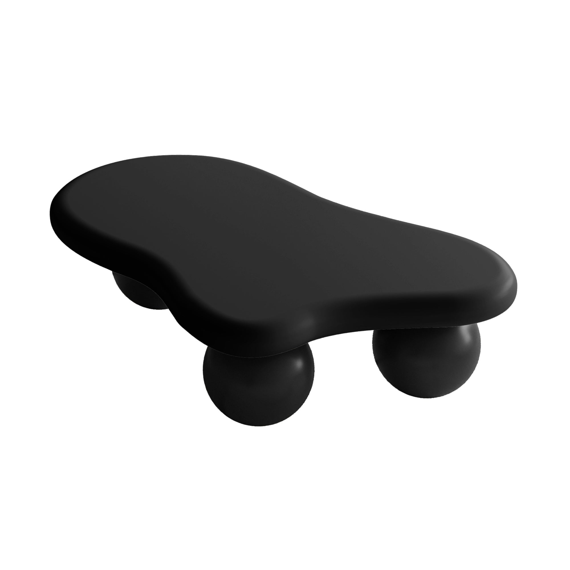 Table basse nuage de 101,6 cm (40 pouces) avec 3 pieds sphériques pour salon, noire
