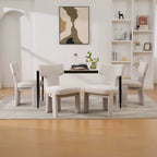 Ensemble de 4 chaises de salle à manger modernes et larges en chenille rembourrée, au design incurvé 