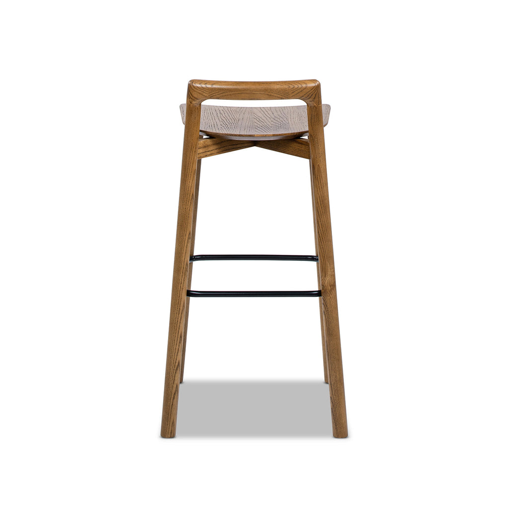 Tabouret de bar Sven 30' moderne, minimaliste, dossier bas, en bois 