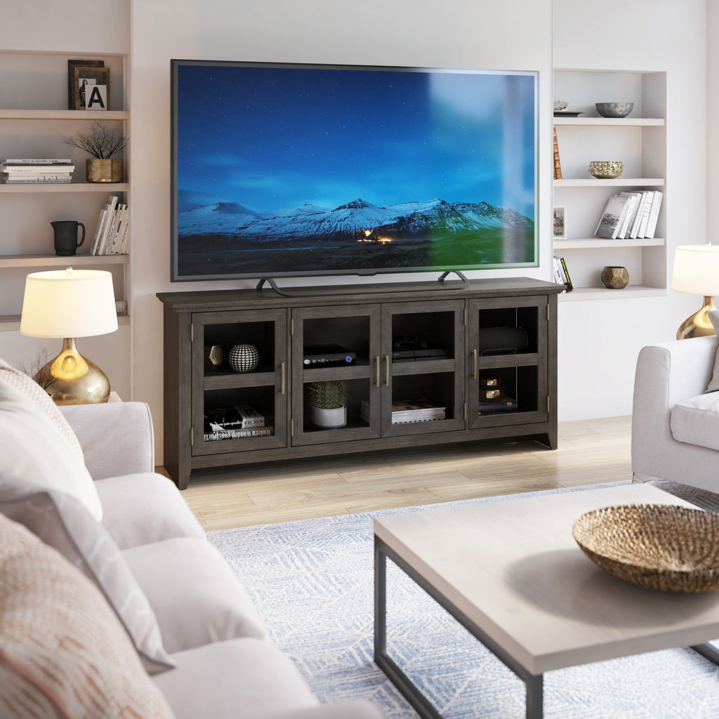 Meuble TV 72" avec portes en verre trempé