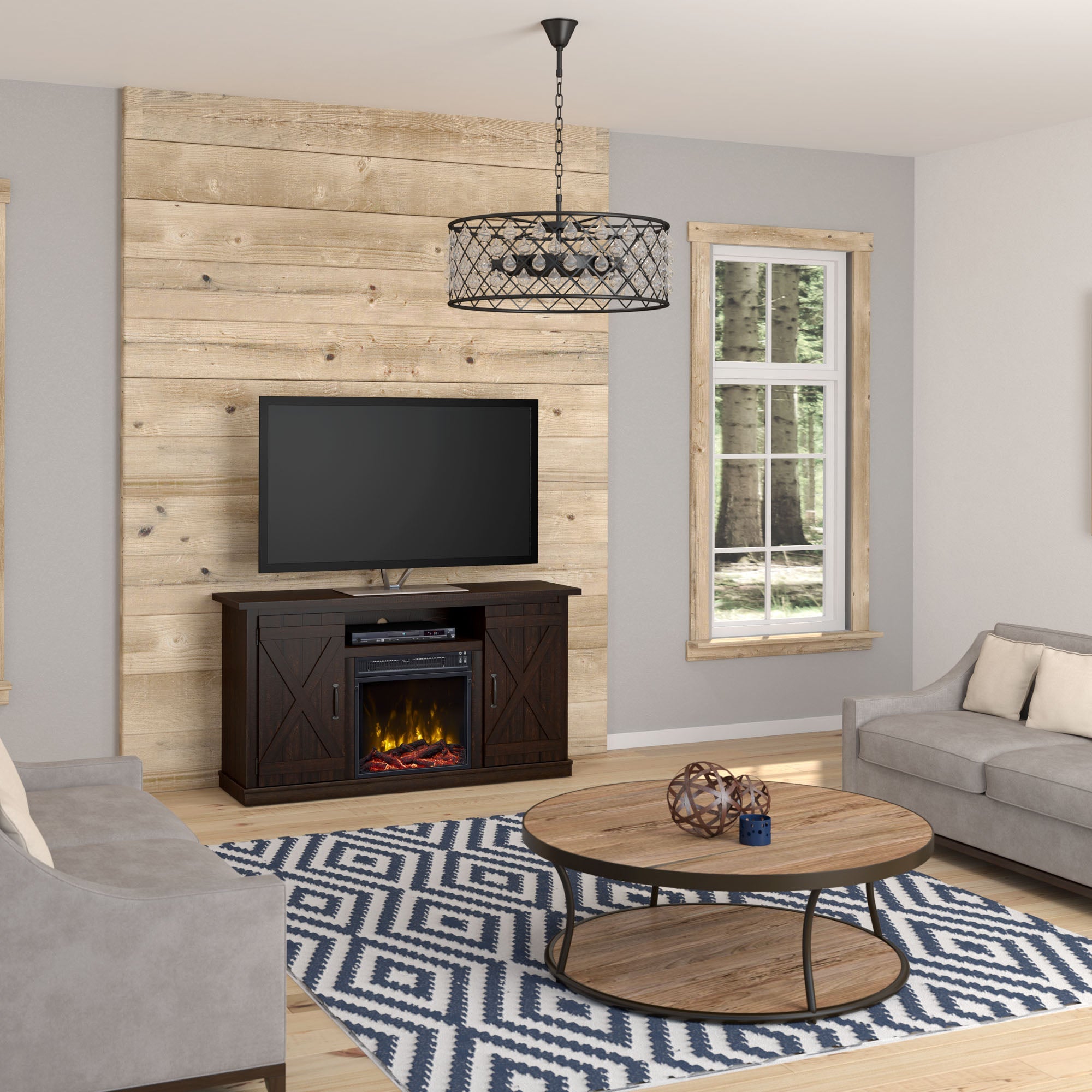 Meuble TV avec cheminée électrique Cottonwood