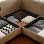 Walker Edison | Canapé deux places moderne et élégant en chenille camel avec pouf