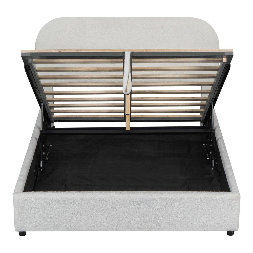 Walker Edison | Teddy Lit plateforme rembourré pleine grandeur avec rangement hydraulique