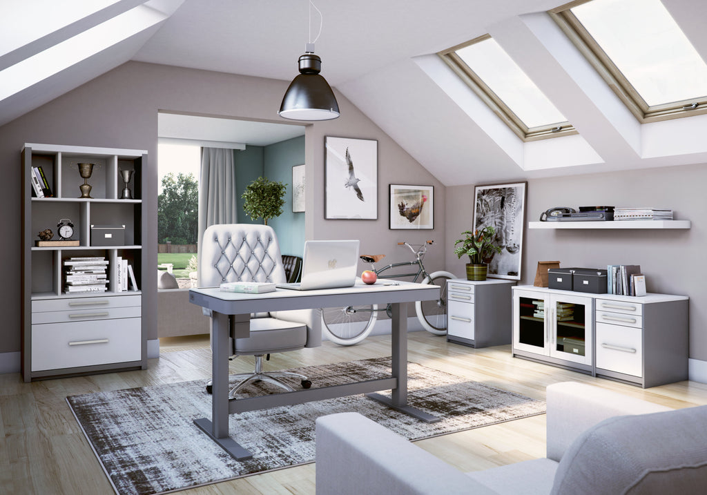 Bureau assis-debout Ashford à hauteur réglable avec ports USB et rangement