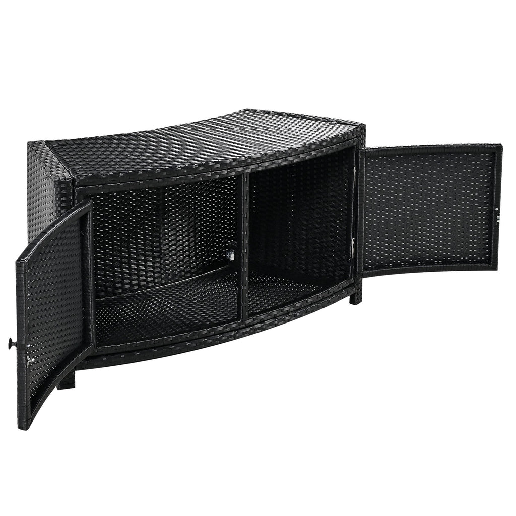 Walker Edison | Ensemble de canapé de patio en rotin avec structure de spa et espaces de rangement