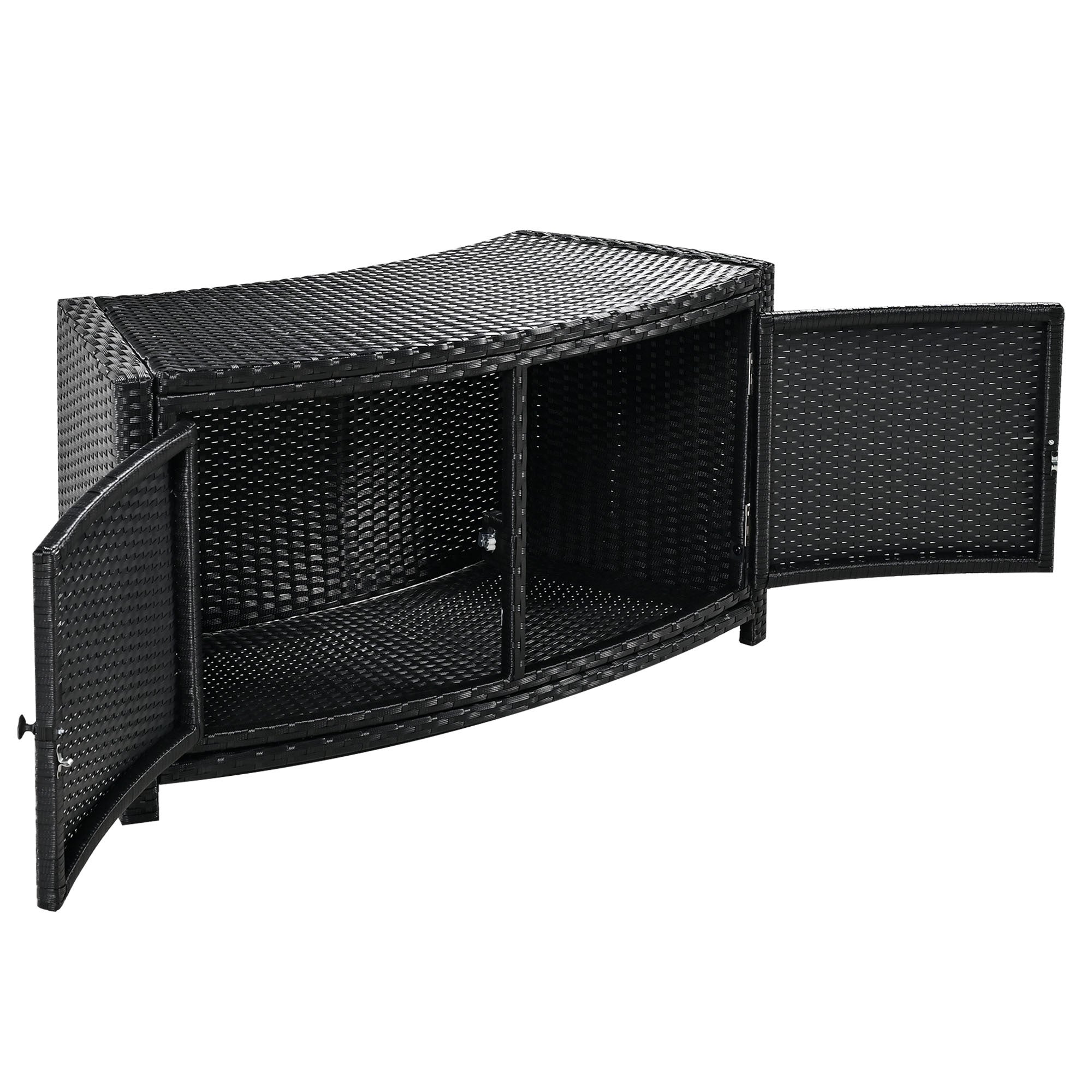 Walker Edison | Ensemble de canapé de patio en rotin avec structure de spa et espaces de rangement