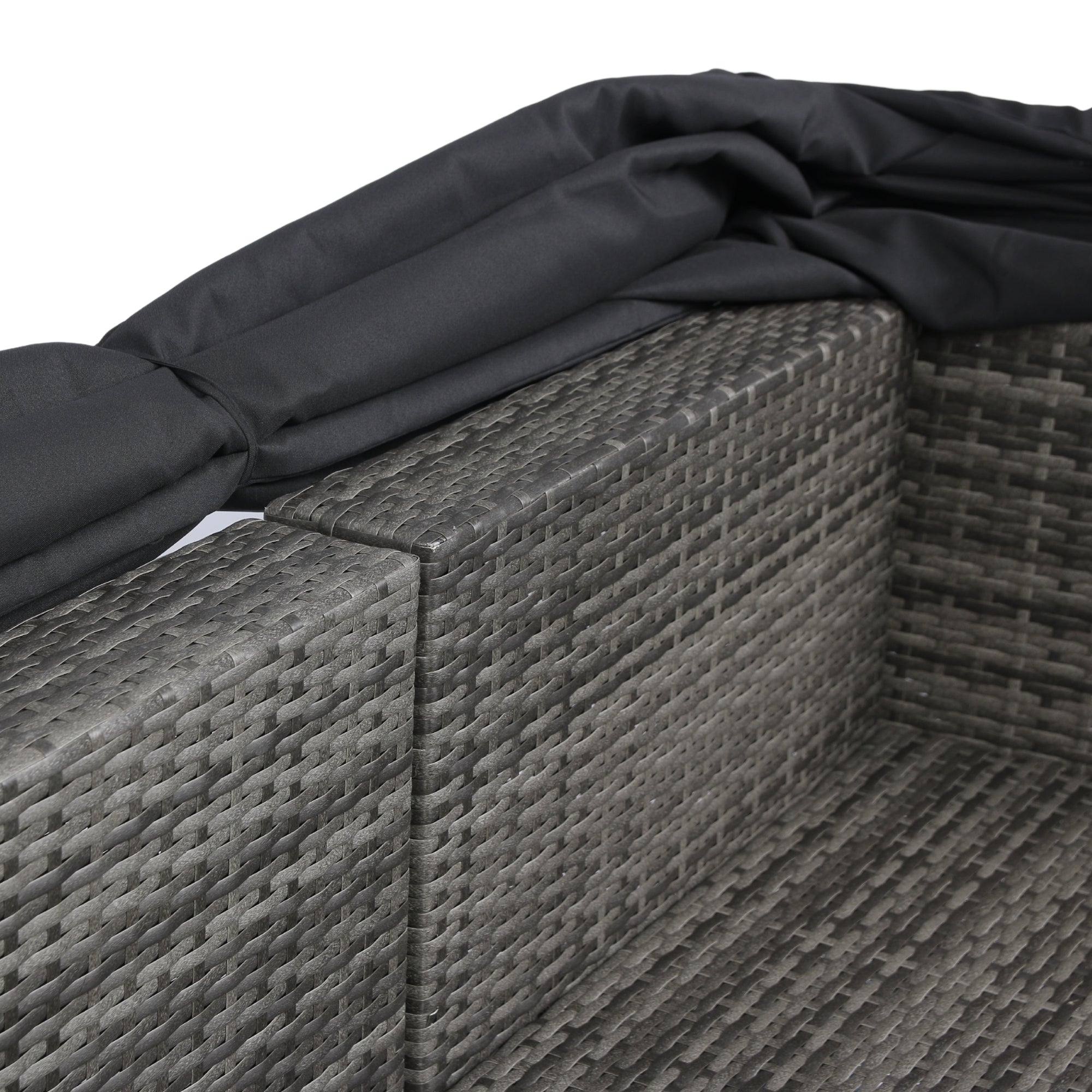 Ensemble de canapés d'angle 7 pièces en rotin tressé avec auvent pour terrasse extérieure Walker Edison 