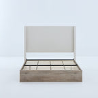 Walker Edison | Lit Shelton 54' Queen capitonné avec tête de lit à oreilles et sommier en bois