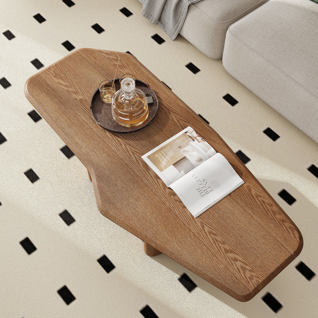 Table basse moderne en placage de frêne rustique 