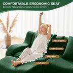 Canapé deux places Teddy en forme de L au design ergonomique incurvé 